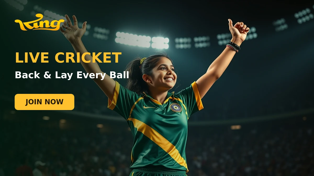 Live cricket action showing KingExch365 back and lay markets on every ball